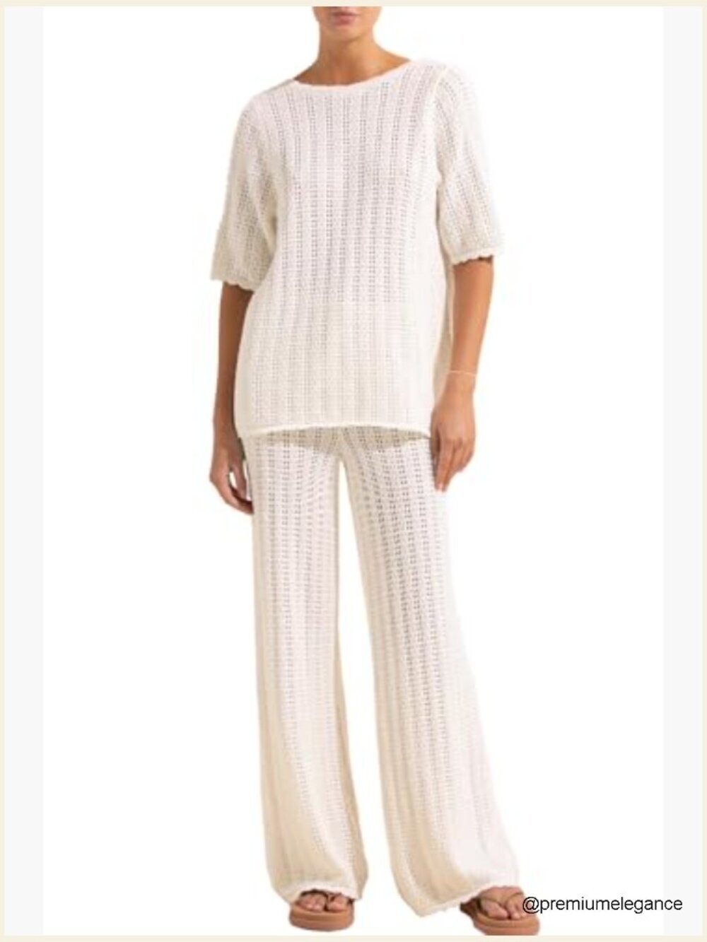 Crochet Knit Swimsuit Cover Up Set Medium Snug Fit Acrylic - Picture 6 of 7